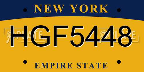 HGF5448 New York License Plate