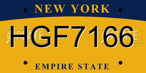 HGF7166 New York License Plate