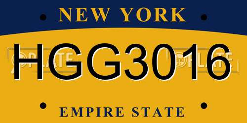 HGG3016 New York License Plate