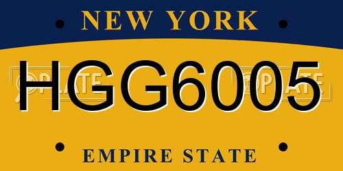 HGG6005 New York License Plate