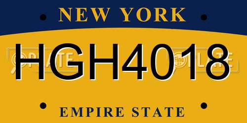 HGH4018 New York License Plate