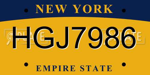 HGJ7986 New York License Plate