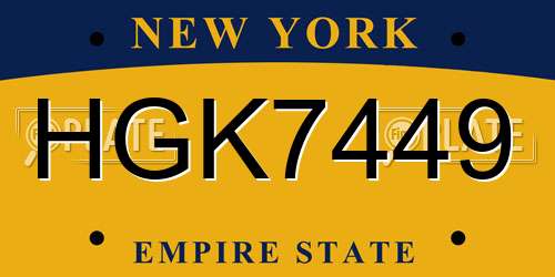 HGK7449 New York License Plate