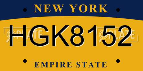 HGK8152 New York License Plate
