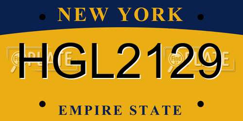 HGL2129 New York License Plate