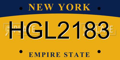 HGL2183 New York License Plate
