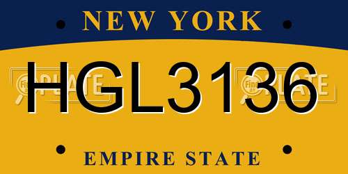 HGL3136 New York License Plate