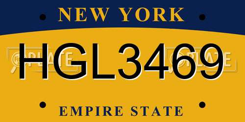 HGL3469 New York License Plate