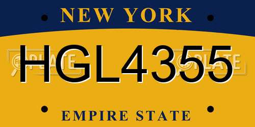 HGL4355 New York License Plate