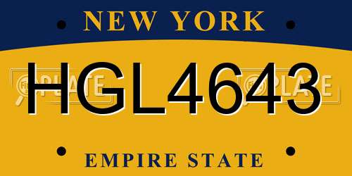 HGL4643 New York License Plate