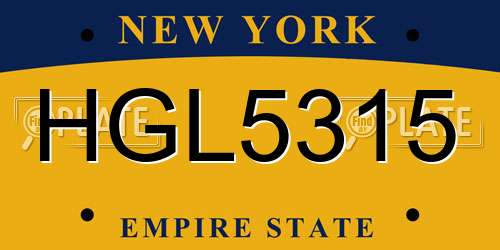 HGL5315 New York License Plate