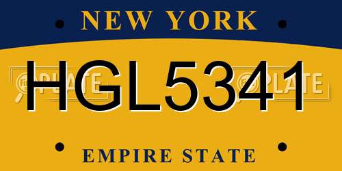 HGL5341 New York License Plate