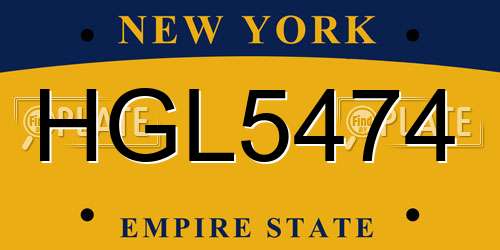 HGL5474 New York License Plate