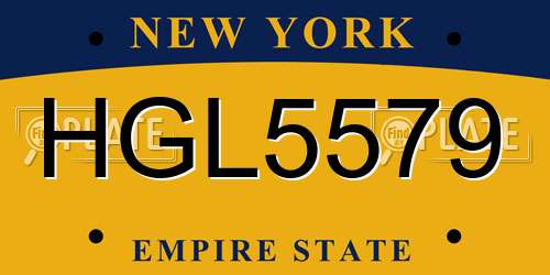 HGL5579 New York License Plate
