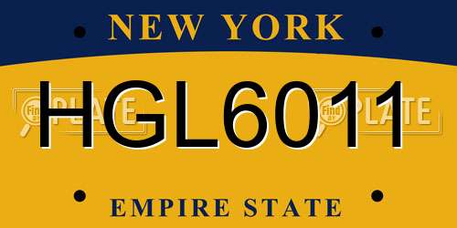 HGL6011 New York License Plate