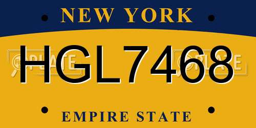 HGL7468 New York License Plate