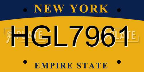 HGL7961 New York License Plate