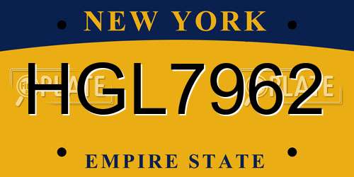 HGL7962 New York License Plate