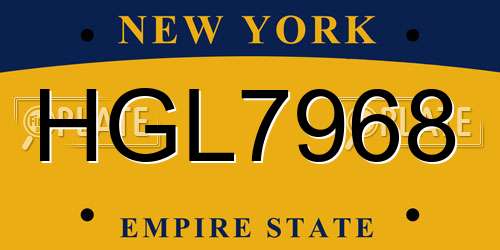 HGL7968 New York License Plate
