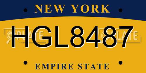 HGL8487 New York License Plate