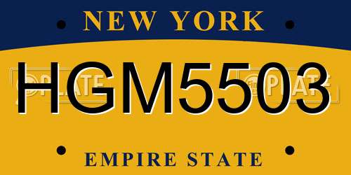 HGM5503 New York License Plate