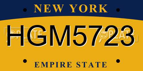 HGM5723 New York License Plate