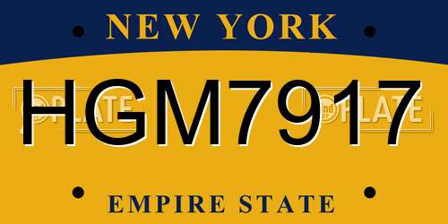 HGM7917 New York License Plate