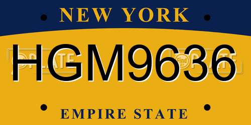 HGM9636 New York License Plate