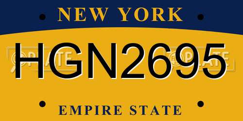 HGN2695 New York License Plate