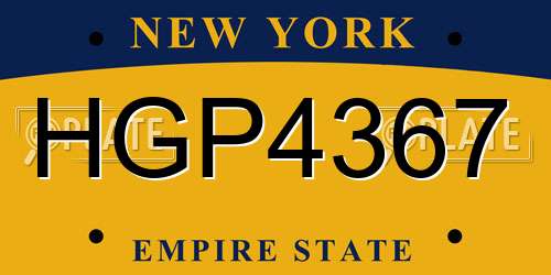 HGP4367 New York License Plate
