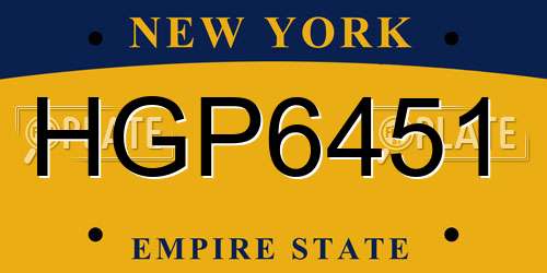 HGP6451 New York License Plate