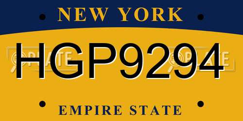 HGP9294 New York License Plate