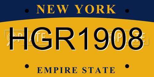 HGR1908 New York License Plate