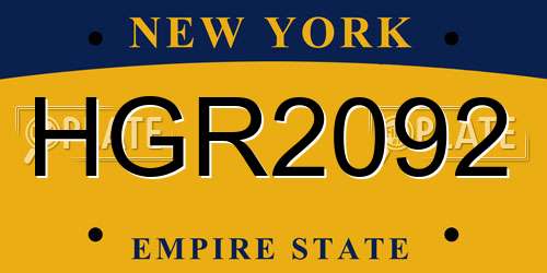 HGR2092 New York License Plate