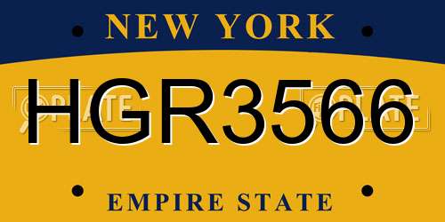 HGR3566 New York License Plate