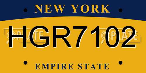 HGR7102 New York License Plate