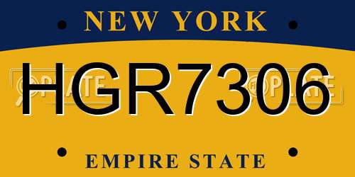 HGR7306 New York License Plate