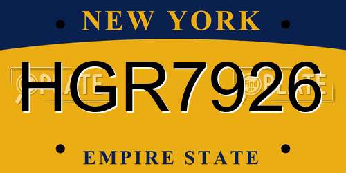 HGR7926 New York License Plate