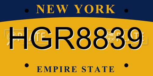 HGR8839 New York License Plate