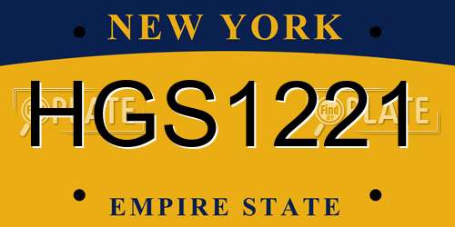 HGS1221 New York License Plate