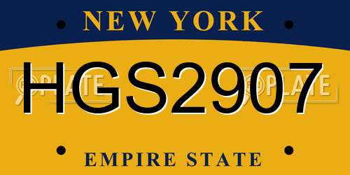 HGS2907 New York License Plate