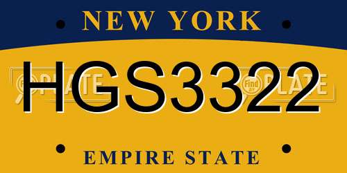 HGS3322 New York License Plate