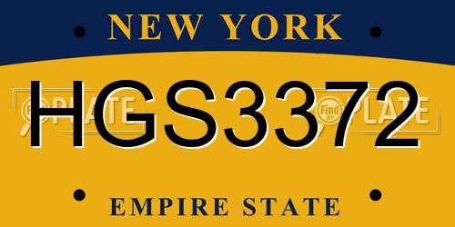 HGS3372 New York License Plate