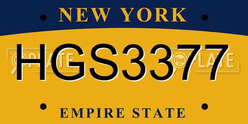 HGS3377 New York License Plate