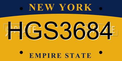 HGS3684 New York License Plate