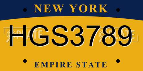 HGS3789 New York License Plate