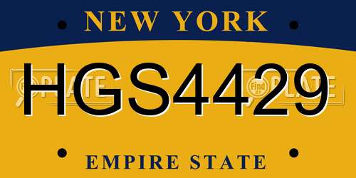 HGS4429 New York License Plate
