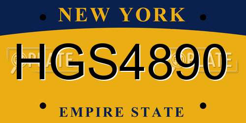 HGS4890 New York License Plate