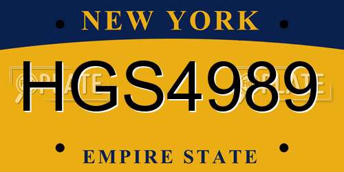 HGS4989 New York License Plate
