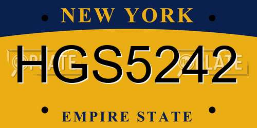 HGS5242 New York License Plate